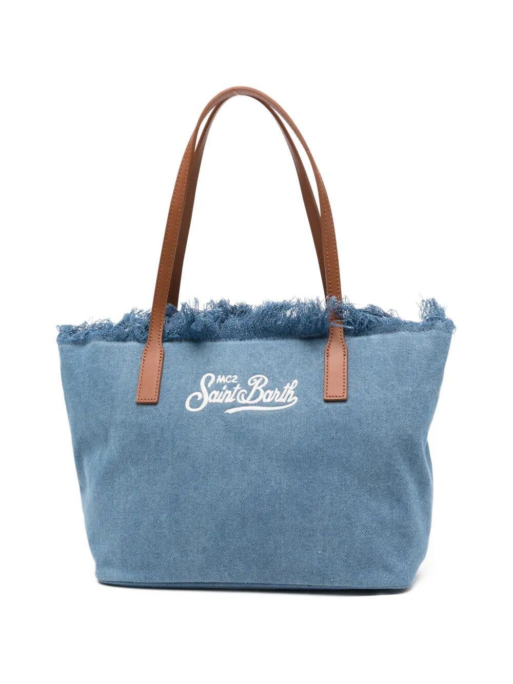 CITY BAG MID FRINGE-DENIM EMB