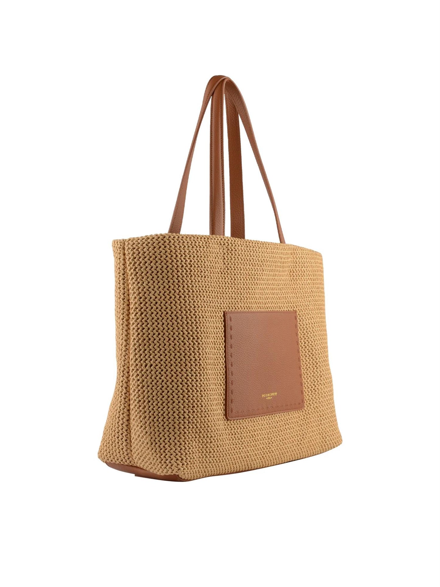 Cassis straw/leather bag brun e