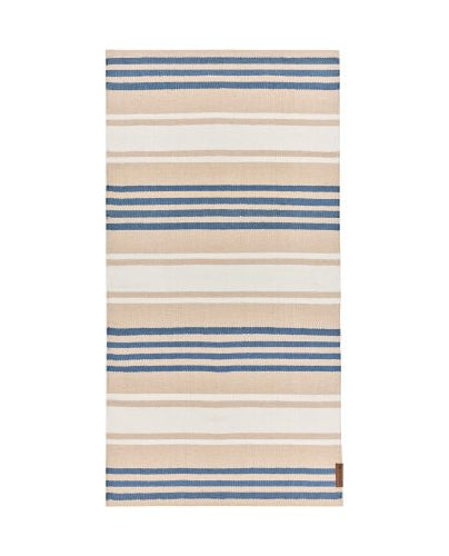 Stripete teppe i økologisk bomull, beige