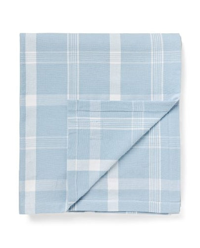 Rutemønstret oxfordduk i resirkulert bomull, himmelblå150x350