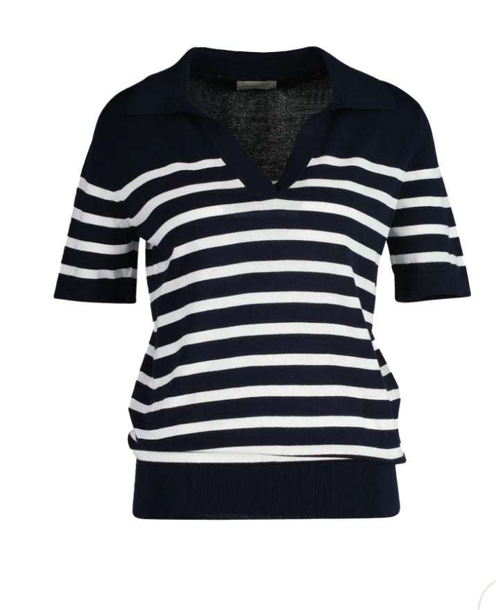 FINE KNIT STRIPED SS RUGGER