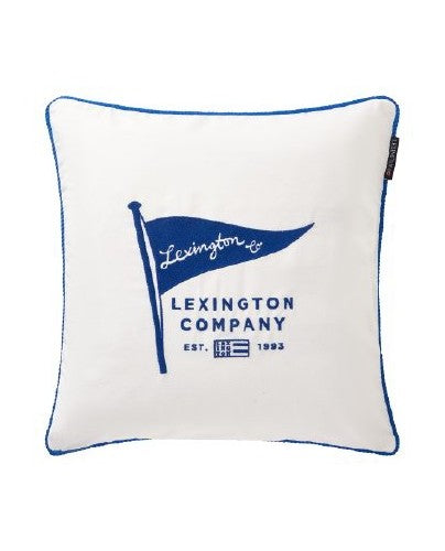 Flagg putetrekk i økologisk bomullstwill, hvit/blå