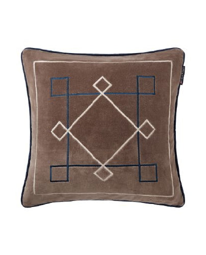 Grafisk brodert putetrekk i fløyel