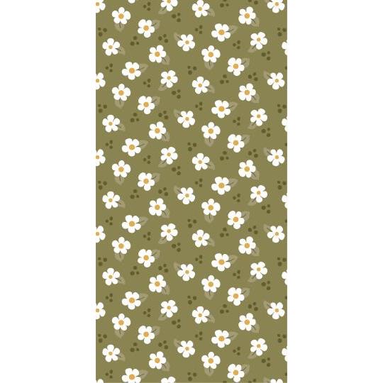 Serviet 10x20 cm grøn m/hvide blomster 16 stk/pk
