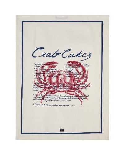 Krabbekaker org kjøkkenhåndkle i bomullstwill, hvit/rød