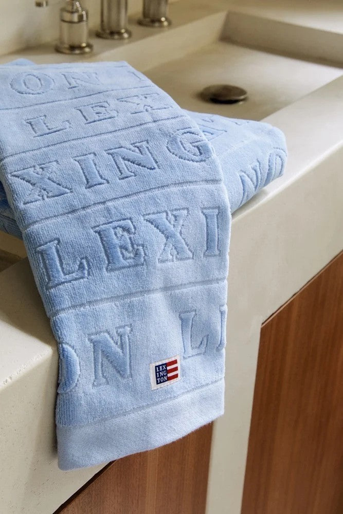 Velour Jacquard Logo Towel Blue Sky 30x50