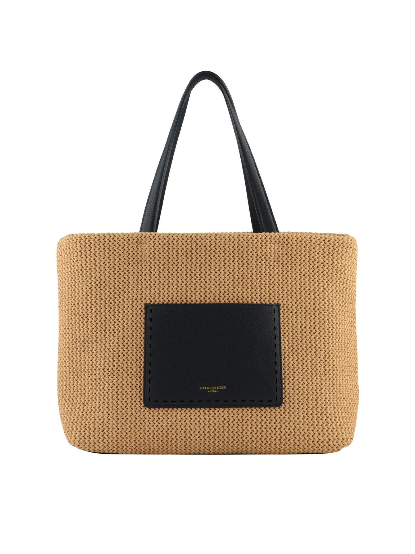 Cassis straw/leather bag marine