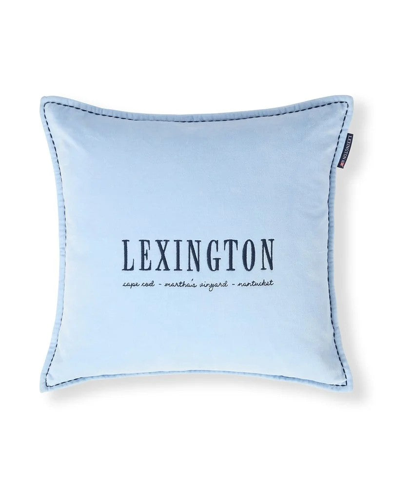Blue Logo Organic Cotton Velvet Pillow Cover