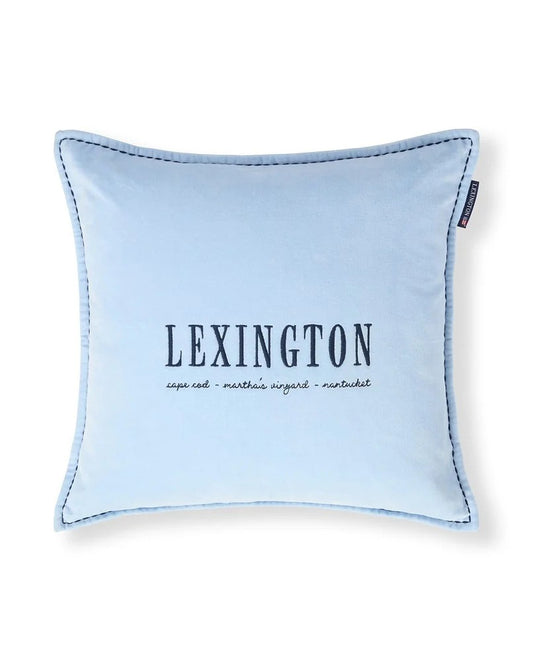 Blue Logo Organic Cotton Velvet Pillow Cover