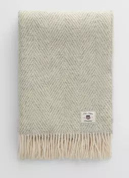 Heringbone wool throw grey