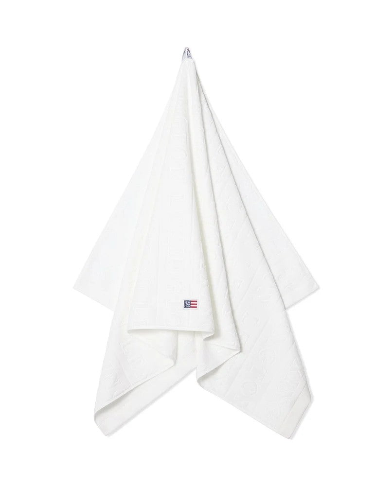 Velour Jacquard Logo Towel White 70x130