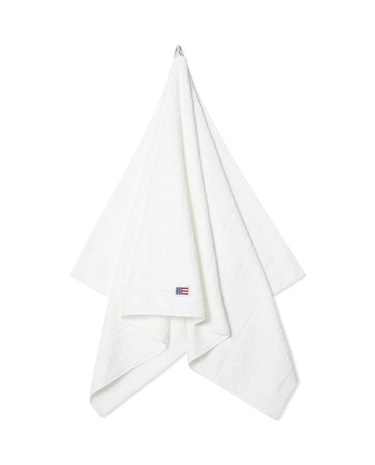 Velour Jacquard Logo Towel White 70x130
