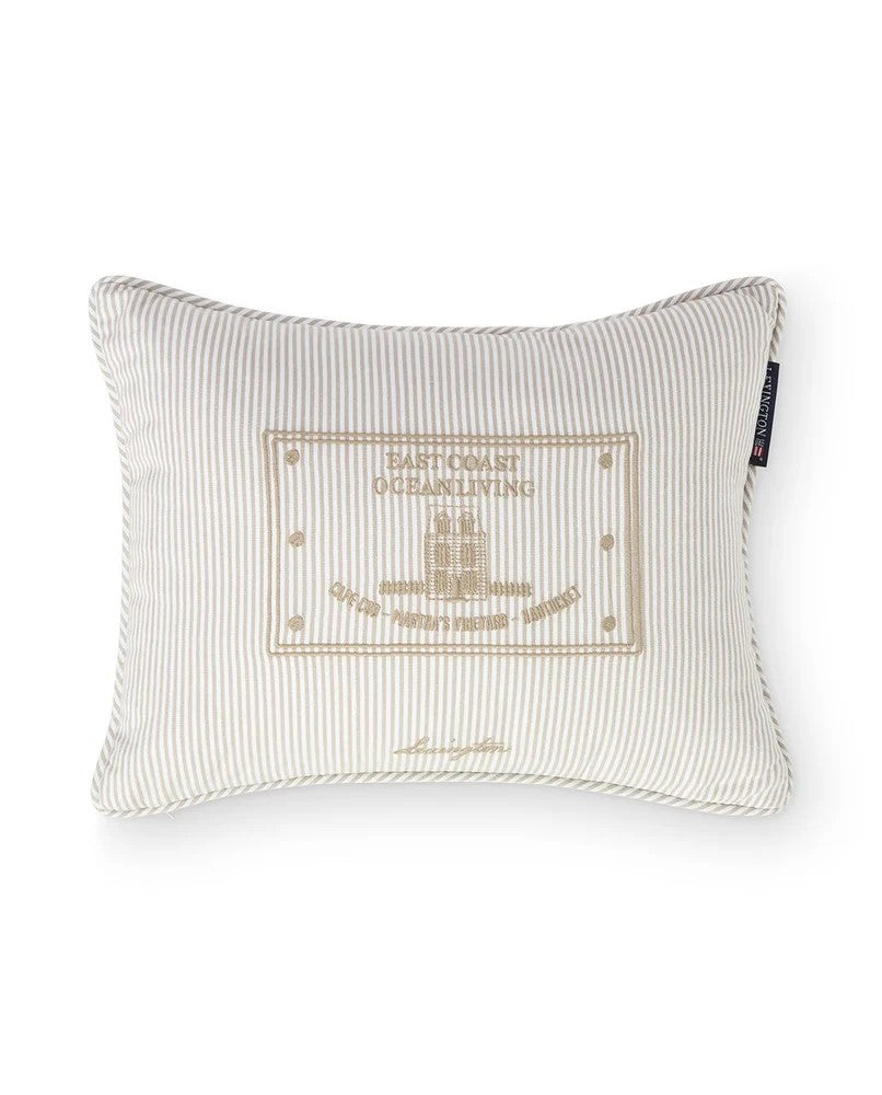 Beige/White Striped Organic Cotton 40x30 Pillow