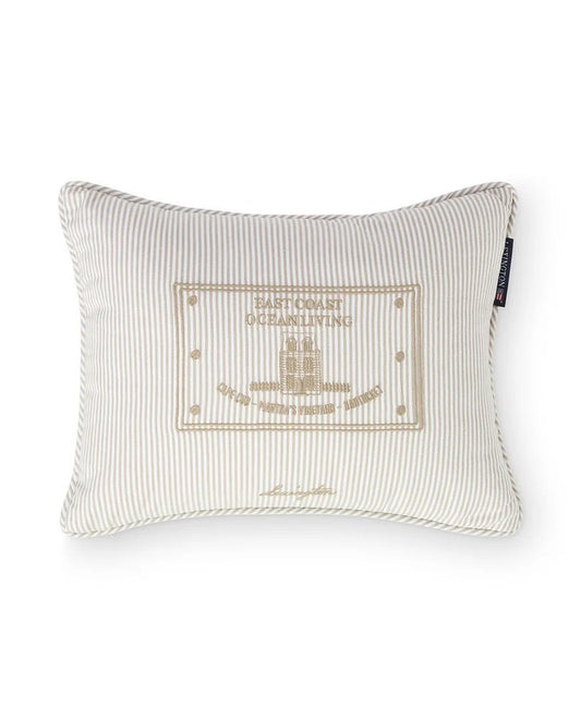 Beige/White Striped Organic Cotton 40x30 Pillow