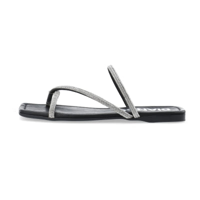 BIASISSEL Strappy Slide Rhinestone Smooth Leather