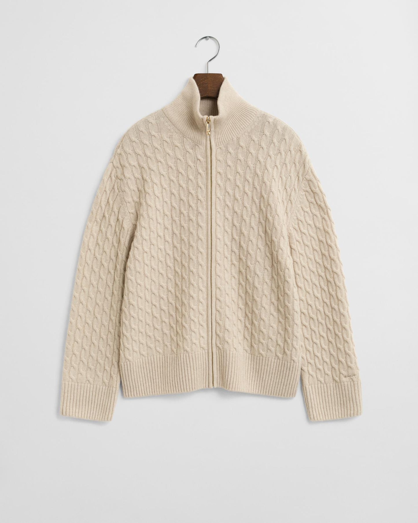 CABLE KNIT ZIP CARDIGAN