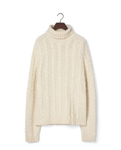 Fisherman cable-genser, offwhite