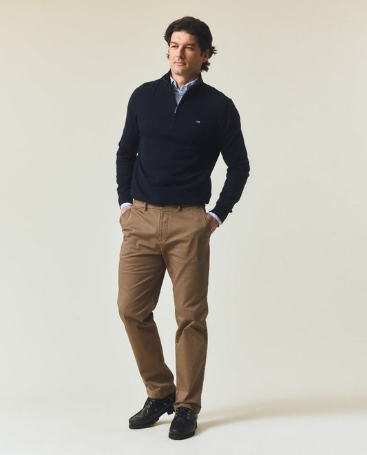 Classic tapered cotton twill pant, green