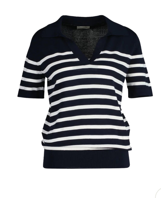FINE KNIT STRIPED SS RUGGER