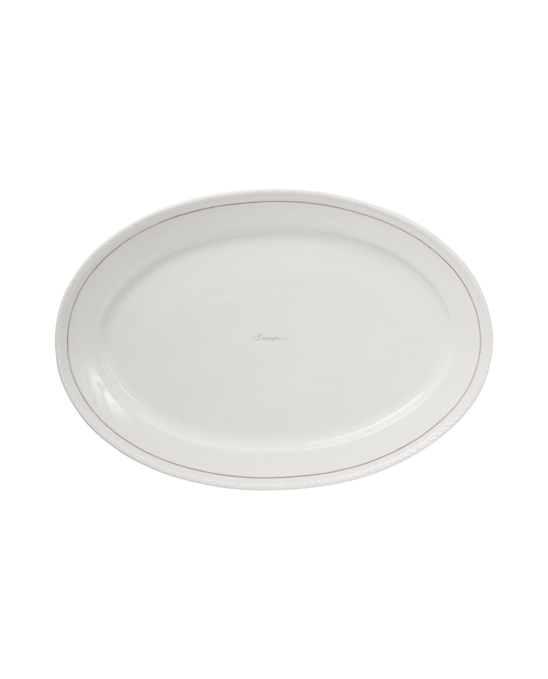 Porselen, ovalt fat, hvit/beige