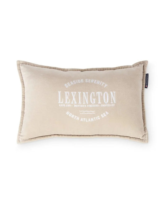 Beige Logo organic cotton pillow cover