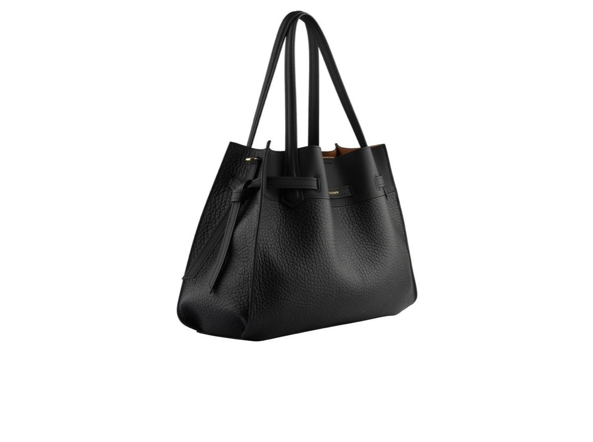 Pourchet - XL oversize cowhide leather size satchel - black