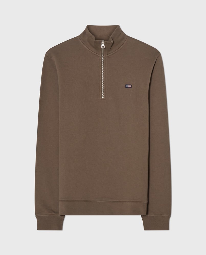 Oxford organic cotton half zip genser