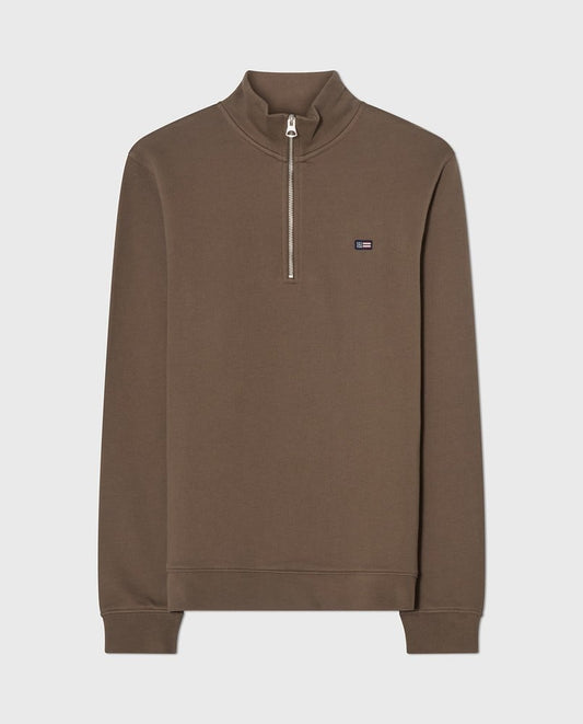 Oxford organic cotton half zip genser