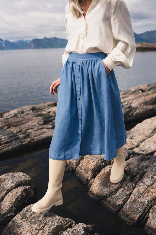 Pernilla HW Skirt Mid Blue Wash