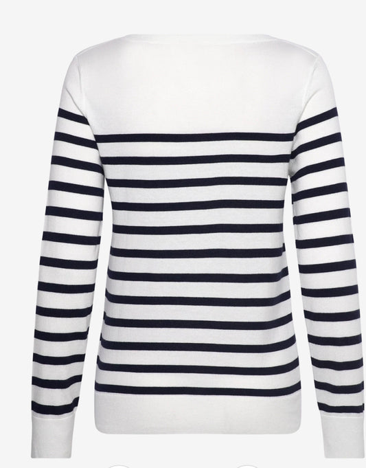FINE KNIT STRIPED BOAT NECK