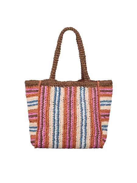 Stripe Straw Tota Bag