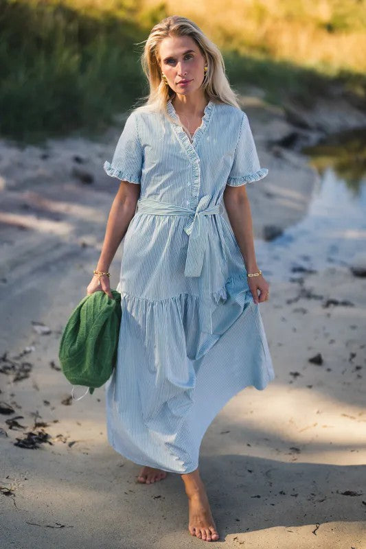 Ida Maja 2/4 Shirt Dress STP B White/Eng Ivy