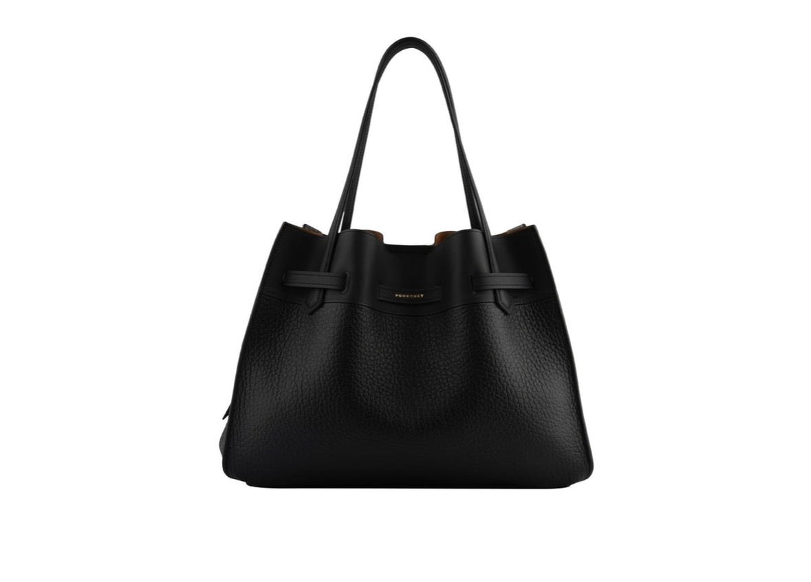 Pourchet - XL oversize cowhide leather size satchel - black
