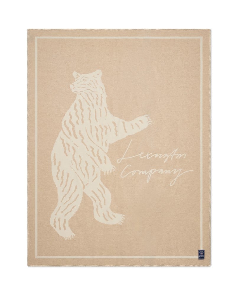 Bjørn jacquard-pledd i resirkulert ull