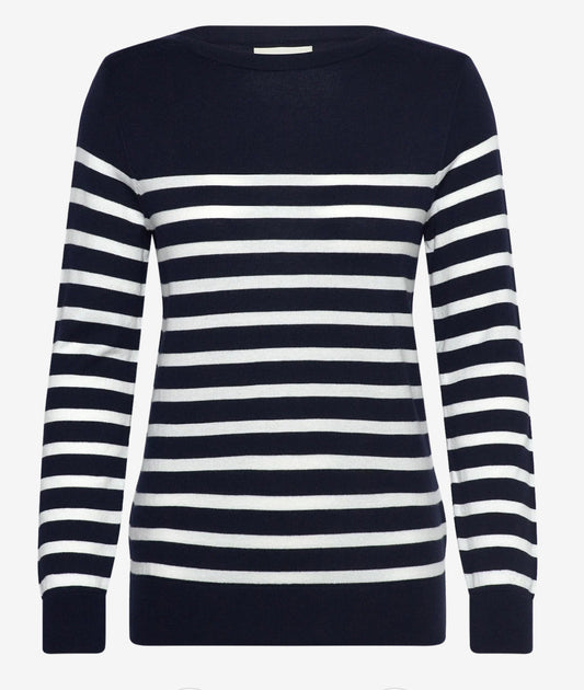 FINE KNIT STRIPED BOAT NECK