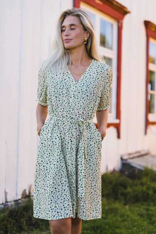 Astrid 2/4 V Shirt Dress Eng Ivy Flower