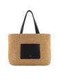 Cassis straw/leather bag marine