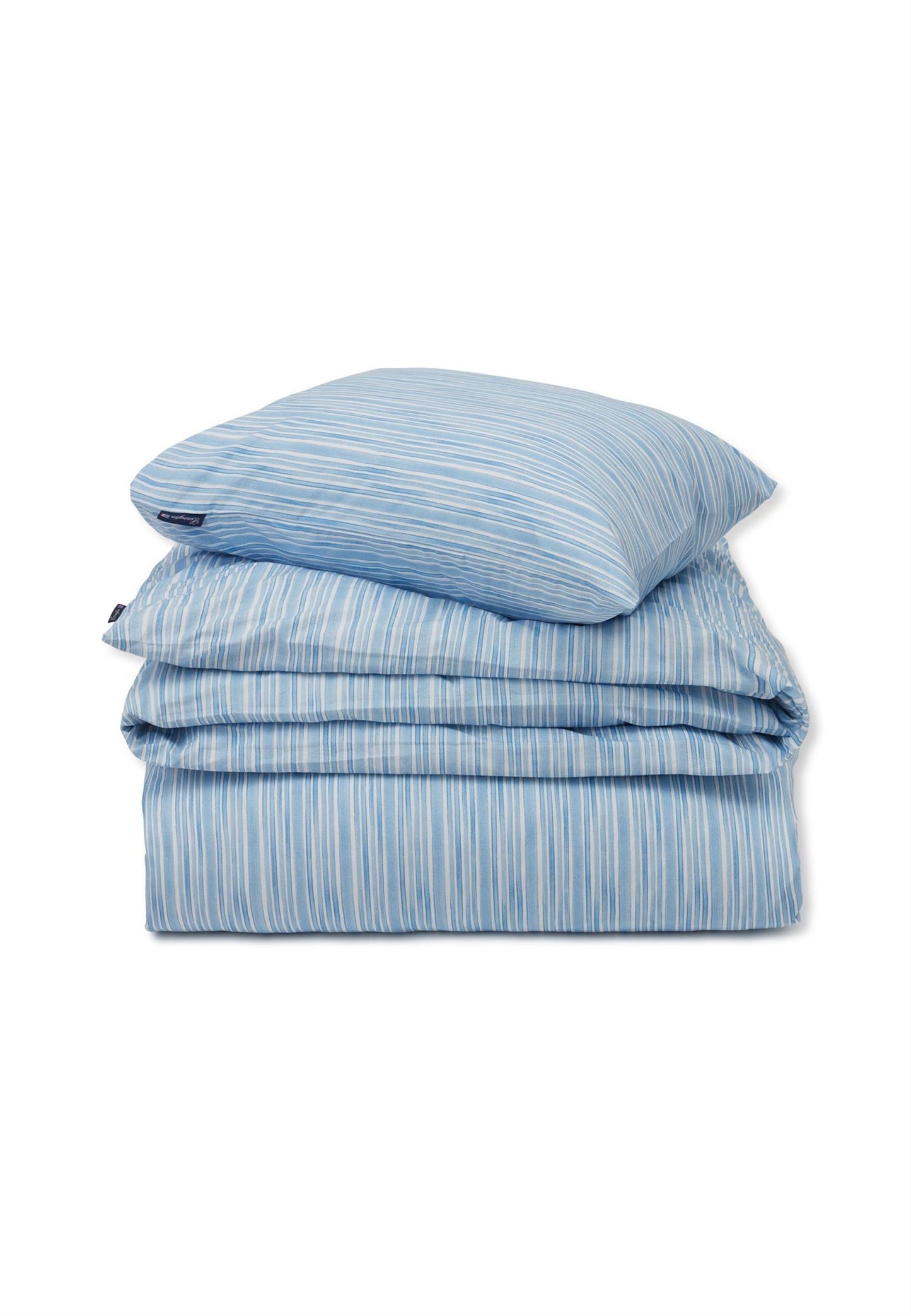 Blue/White Striped Cotton Poplin Bed Set