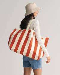 Canvas beach bag striped