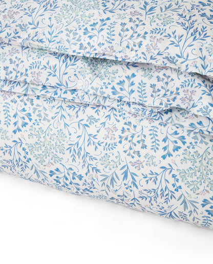Flower Printed Cotton Sateen Duvet Cover 140x220