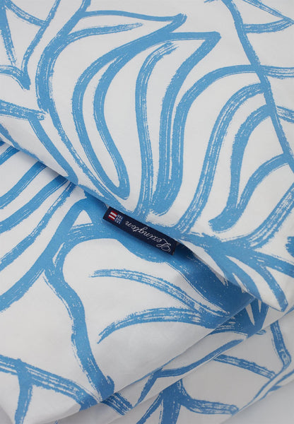 White/Blue Printed Cotton Sateen Bed Set